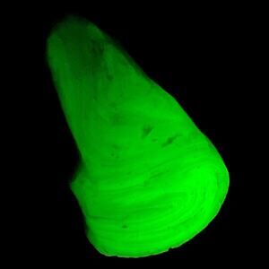 Lime Green Swirl Art Glass Cullet Glowing Uranium Manganese Slag #5GX69‎